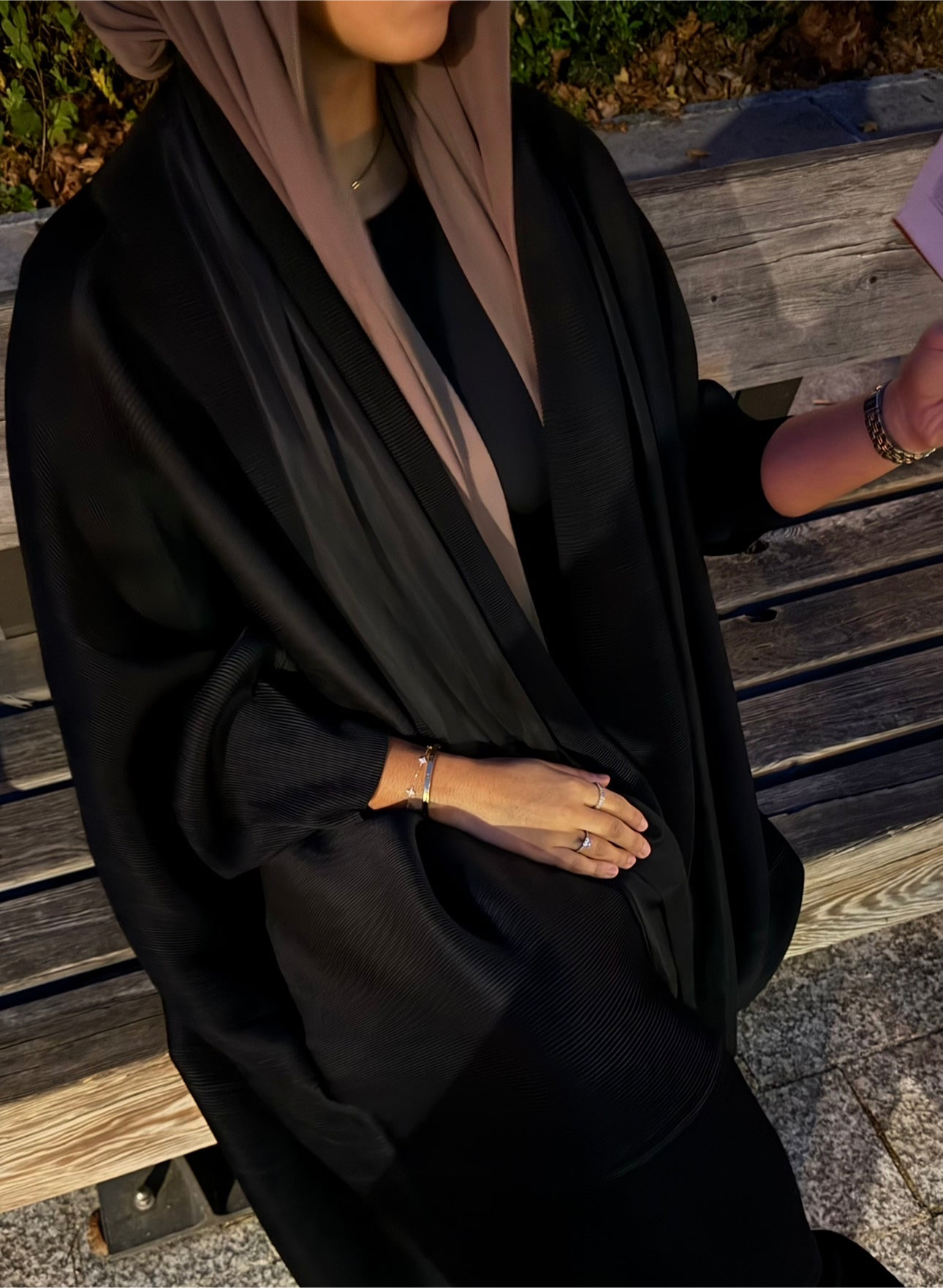 Kimono Noir plissé