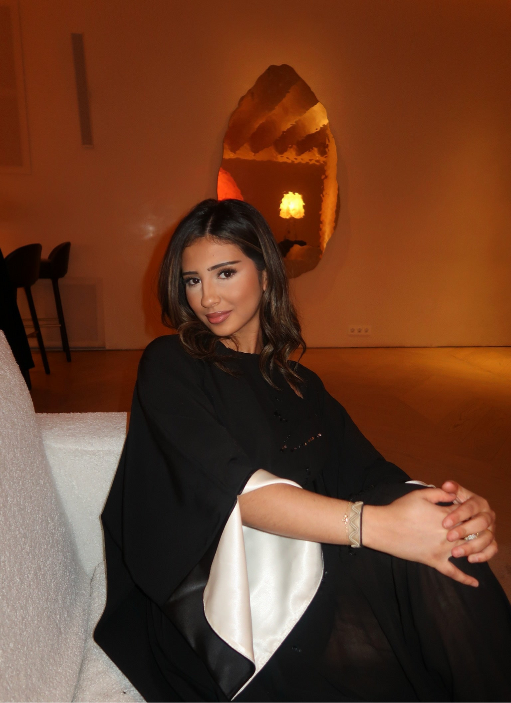 Kimono noir à manches bicolores