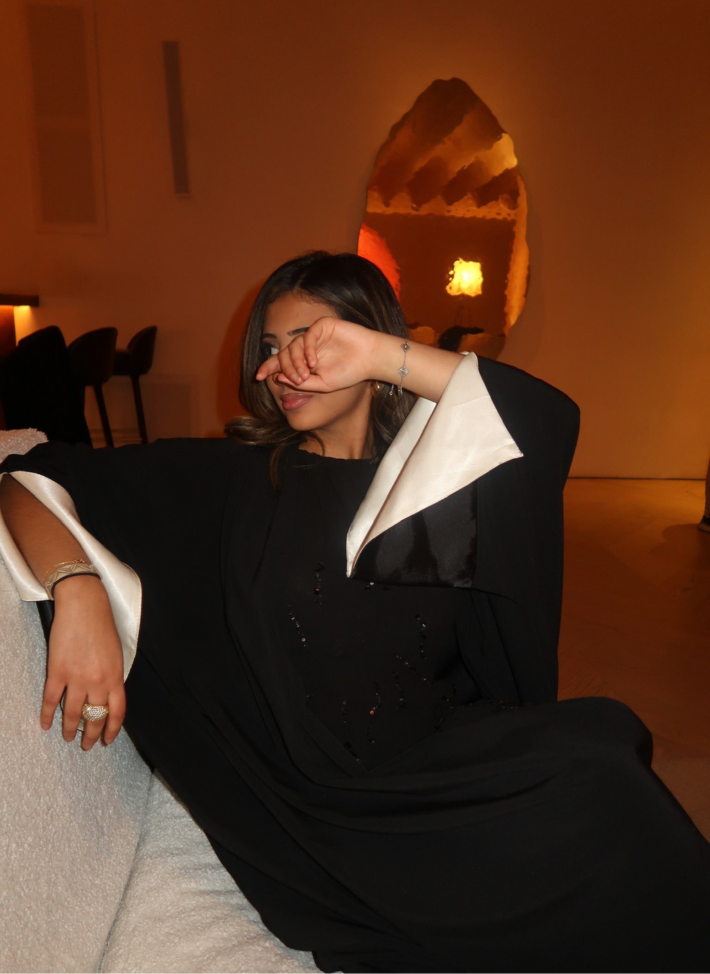 Kimono noir à manches bicolores